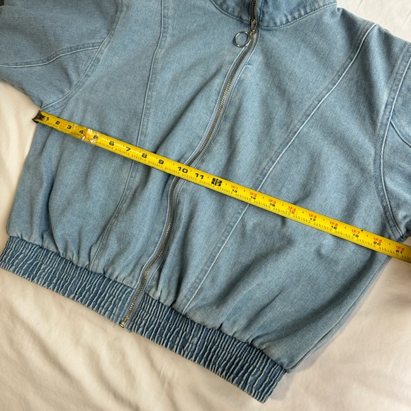 HAUTE MONDE O-Ring Zipper Wash Denim Bomber Jacket Size M - Picture 12 of 13
